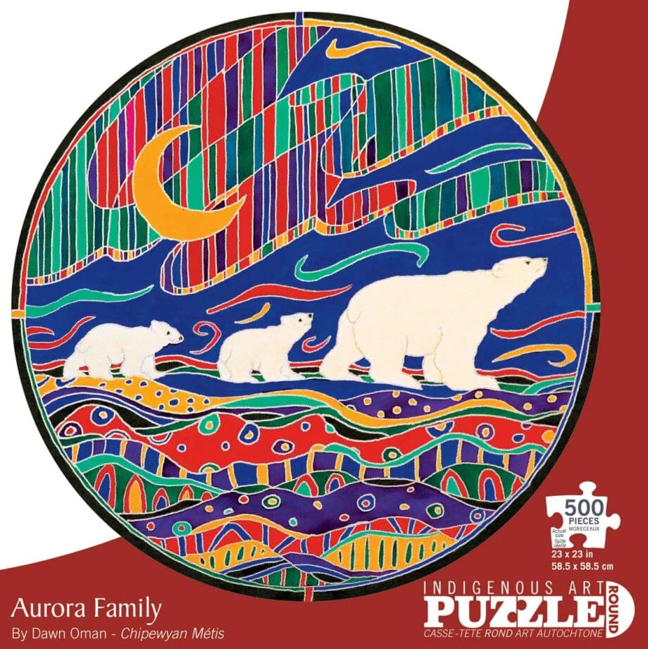 "Aurora Family" Puzzle 500 Pieces Round by Artist Dawn Oman
