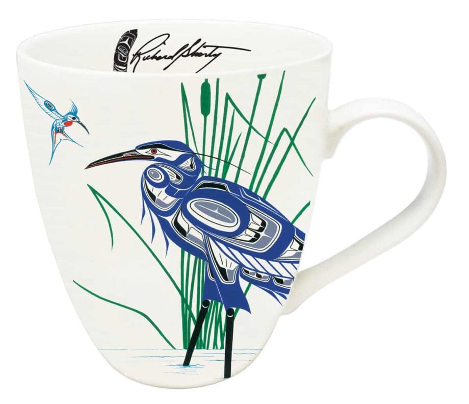 "Hummingbird & Blue Heron" 18 oz. Signature Mug by Artist Richard Shorty