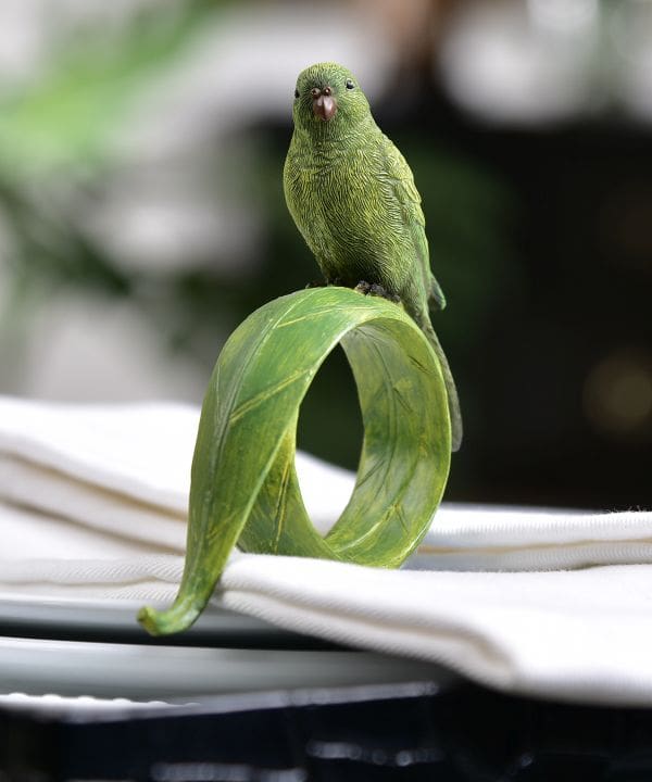 3.9" Green Parrot Design Napkin Ring