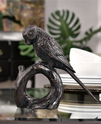 8.3" Black Parrot Design Table Decor