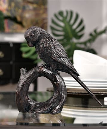 8.3" Black Parrot Design Table Decor