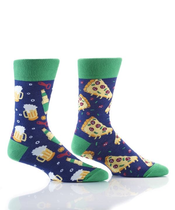 "Beer and Pizza" Men's Novelty Crew Socks by Yo Sox