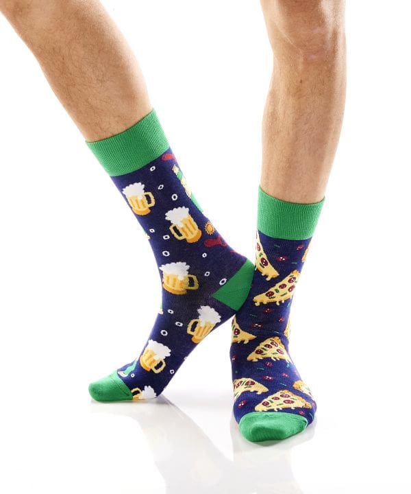 "Beer and Pizza" Men's Novelty Crew Socks by Yo Sox