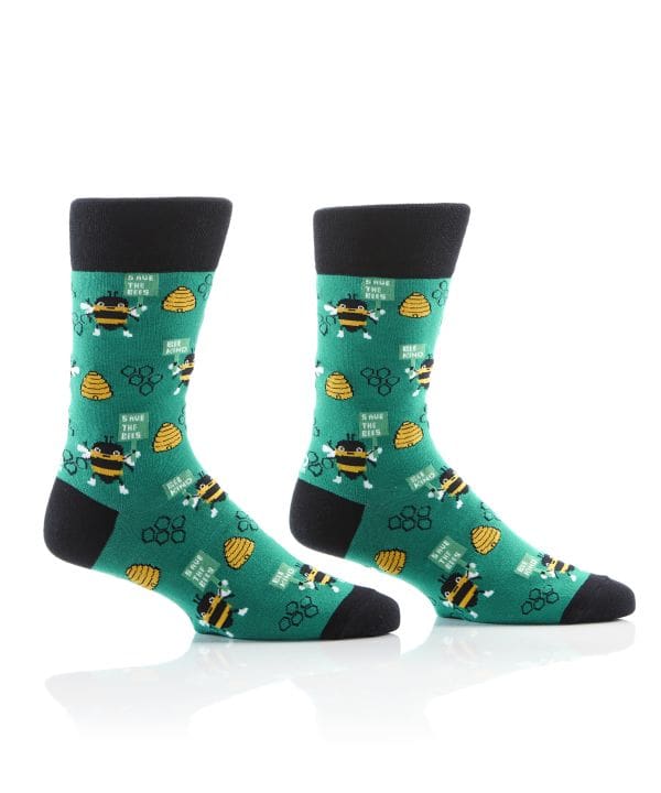 "Save The Bees" Men's Novelty Crew Socks by Yo Sox