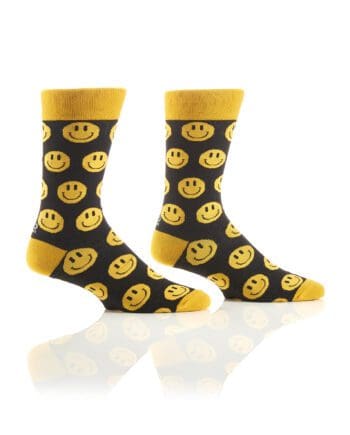 Pure Happiness (Smiley Face) Men's Novelty Crew Socks by Yo Socks