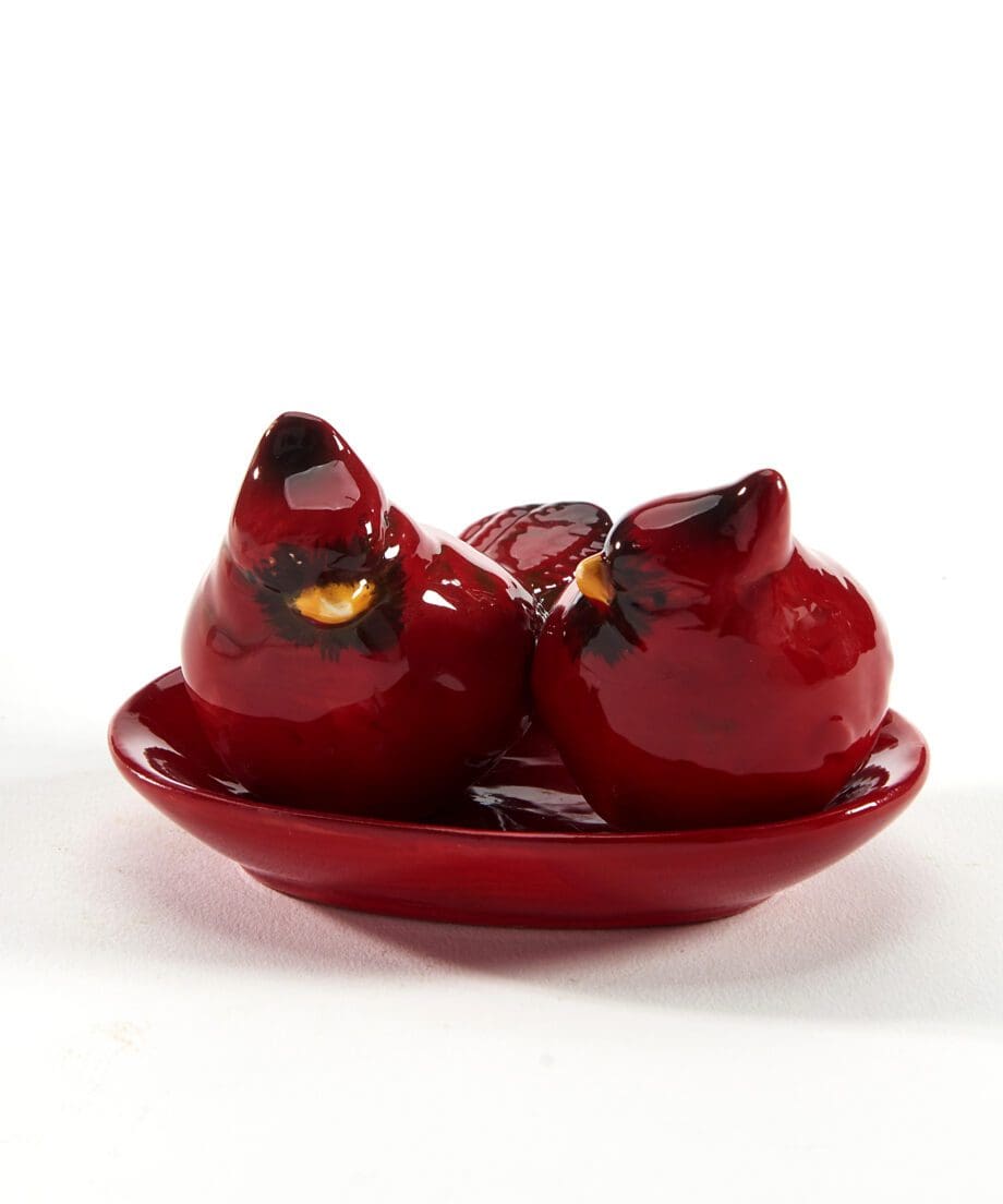 Ceramic Cardinal Salt & Pepper Shakers with Plate