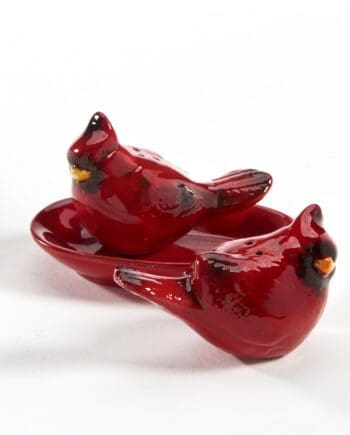 Ceramic Cardinal Salt & Pepper Shakers with Plate