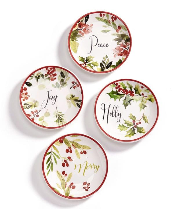 Festive Ceramic Christmas Tidbit Plates