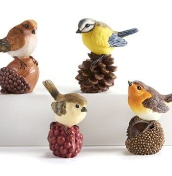 2.9" Birds Sitting on Nut or Berry Figurines