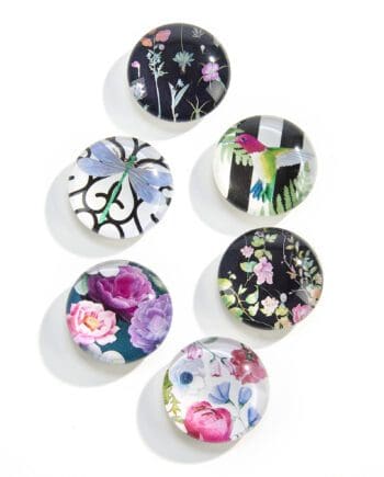 4 cm Round Glass Magnet with Botanical Designs