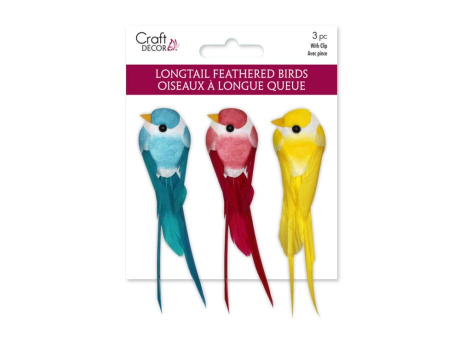 3.25" Mini Longtail Birds with Gator Clip - Set of 3