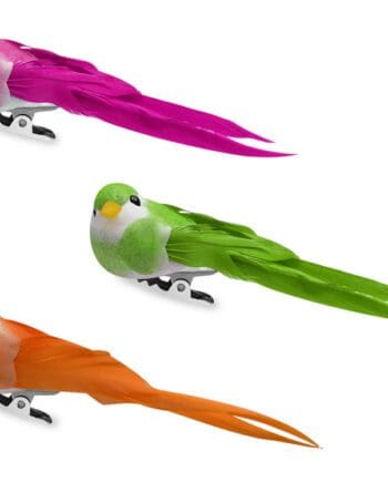 3.25" Mini Longtail Glam Birds with Gator Clip - Set of 3