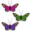 3.25" Feathered Monarch Butterflies with Gator Clip - Glam Set of 3