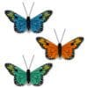 3.25" Feathered Monarch Butterflies with Gator Clip - Glam Set of 3