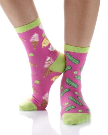 "Pickle & Ice Cream" Women's Novelty Crew Socks by Yo Sox