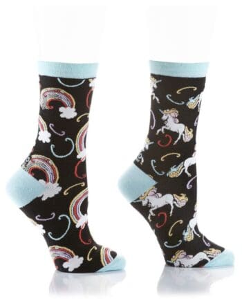 "Rainbow & Unicorn" Women's Novelty Crew Socks by Yo Sox