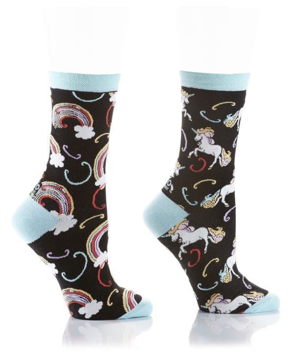 "Rainbow & Unicorn" Women's Novelty Crew Socks by Yo Sox