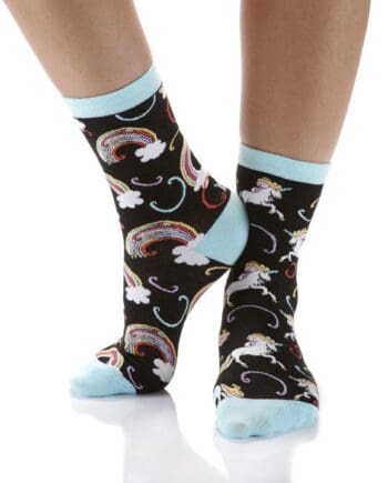 "Rainbow & Unicorn" Women's Novelty Crew Socks by Yo Sox