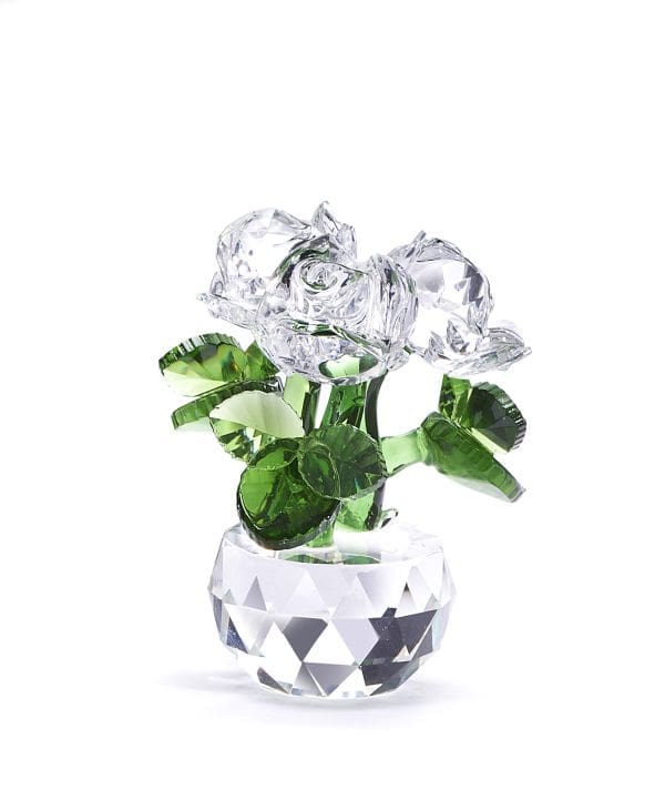 Exquisite Glass Vase with Three Clear Roses