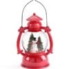 8" LED Red Water Lantern with Snowman