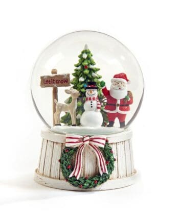 4" Snow Globe with Santa, Snowman & Reindeer