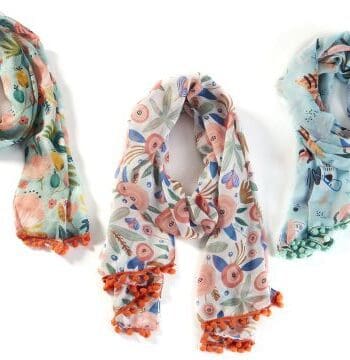 Cute Polyester Scarfs with Pompom Trim