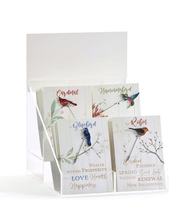 Colourful Bird Lapel Pins with Sentiment Card