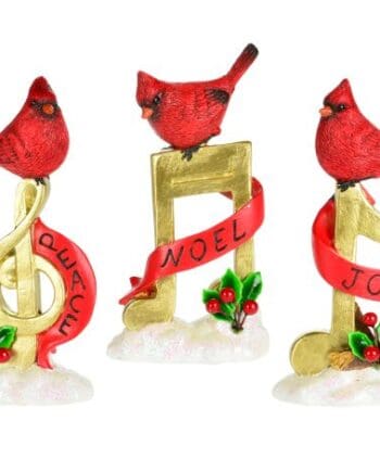 16cm Cardinals on Musical Notes with Sentiments