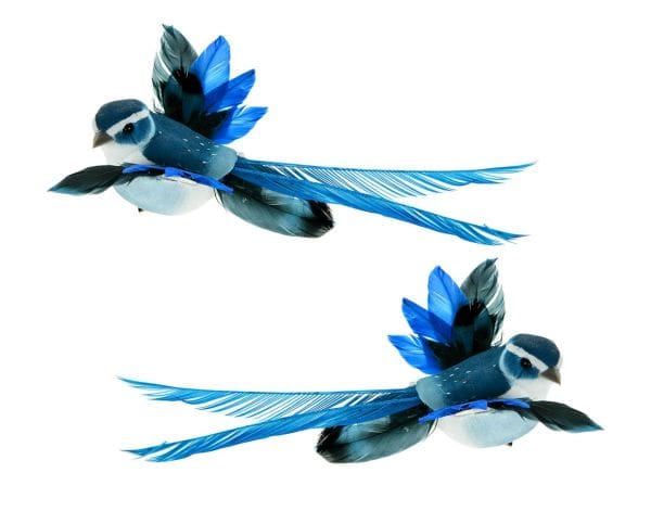 6" Blue Feathered Flying Clip on Bird Ornament