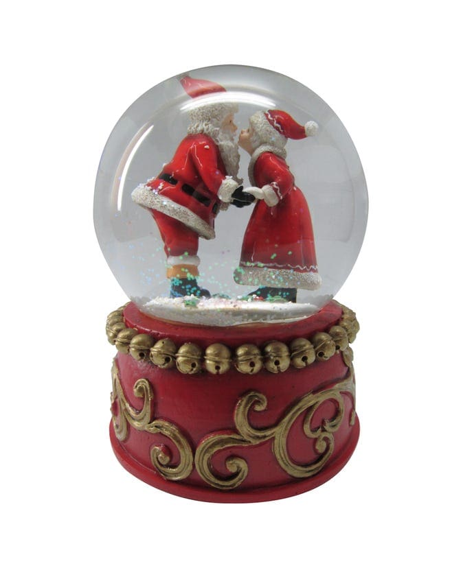 100MM Musical Mr. & Mrs. Claus Wind Up Snow Globe Back View