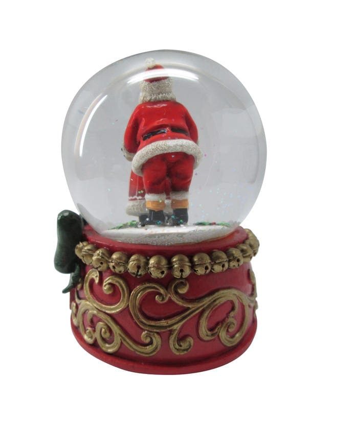 100MM Musical Mr. & Mrs. Claus Wind Up Snow Globe Santa's Back View