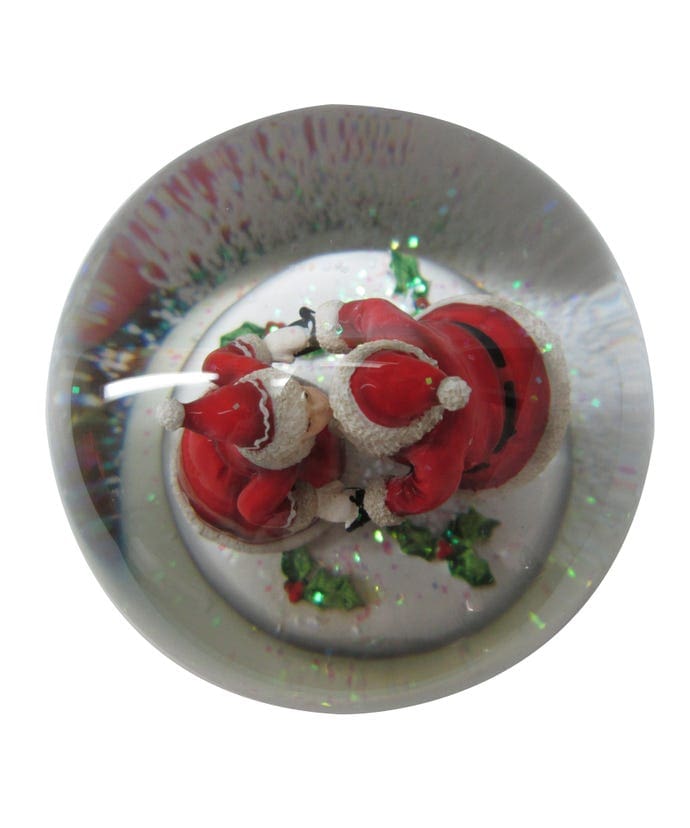100MM Musical Mr. & Mrs. Claus Wind Up Snow Globe Top View