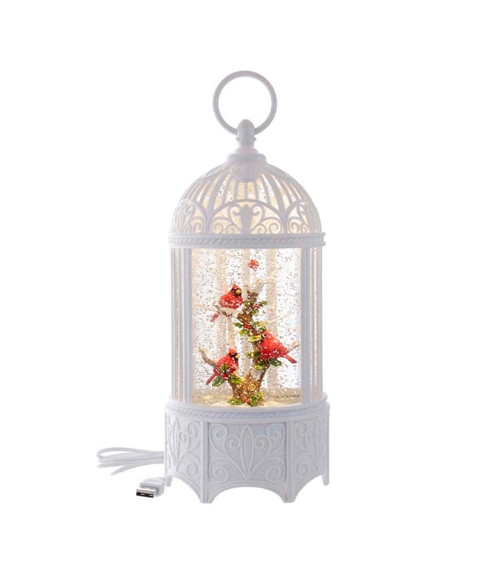 10.25" LED Bird Cage Water Lantern with Swirling Motion Front View