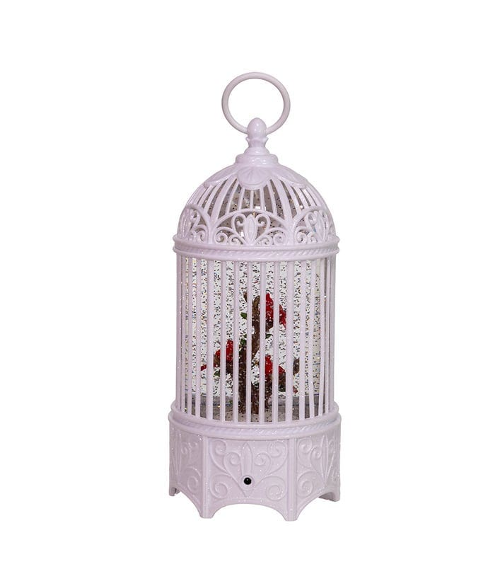 10.25" LED Bird Cage Water Lantern with Swirling Motion