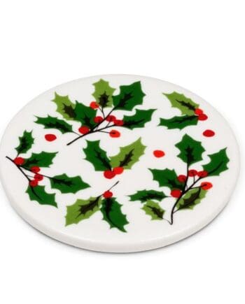 4" Allover Holly Coaster - Box Set of 4