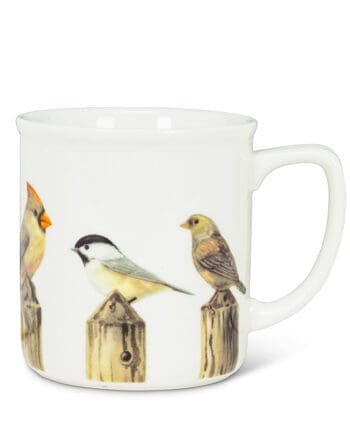 4" Birds on Fence Post Mug