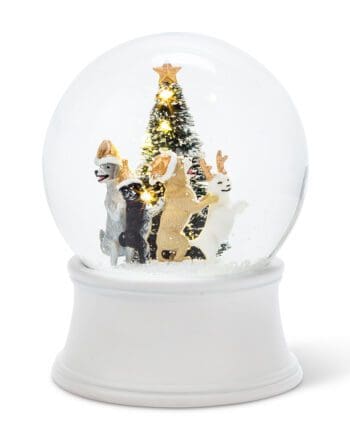 5.75" Dancing Dogs with LED Tree Snow Globe