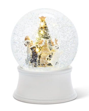 5.75" Dancing Dogs with LED Tree Snow Globe