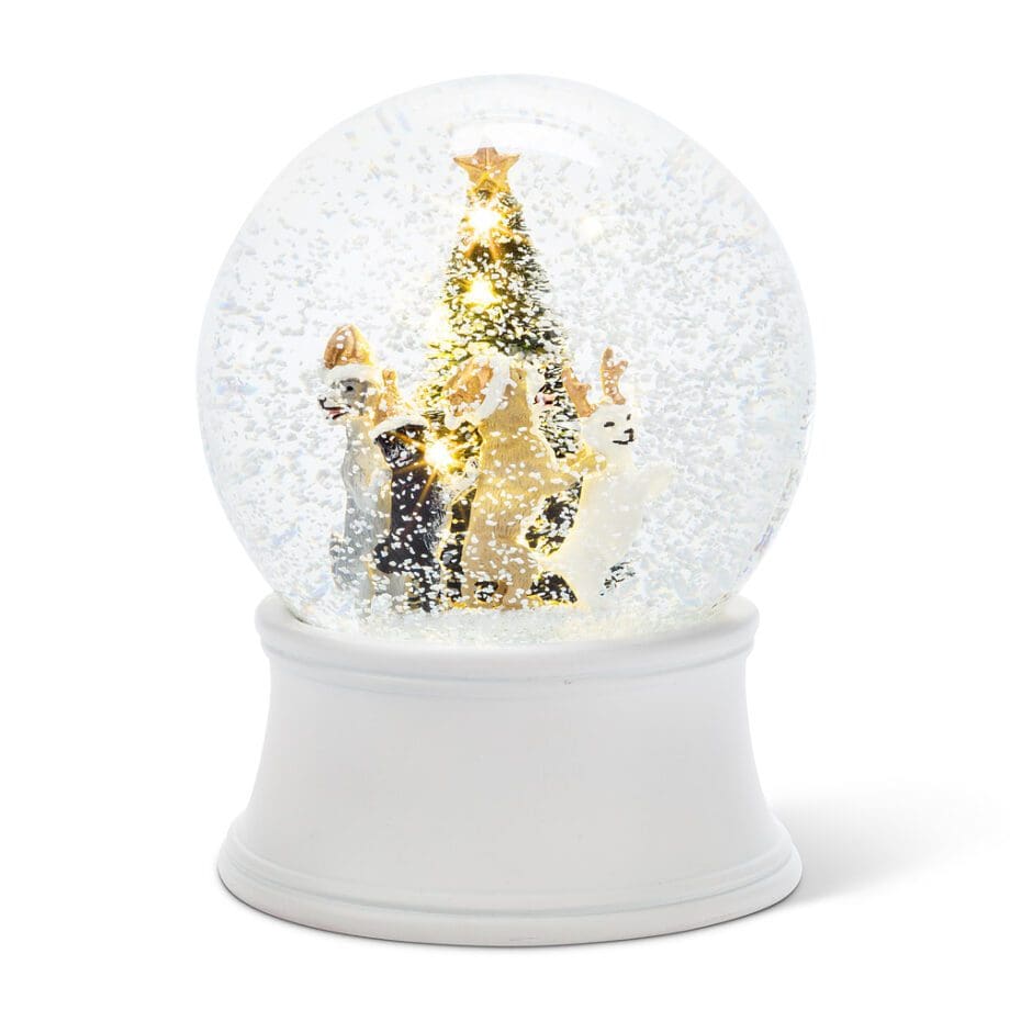 5.75" Dancing Dogs with LED Tree Snow Globe