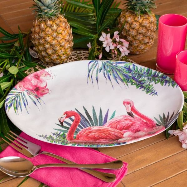17.5" x 13"Oval Flamingo Melamine Platter