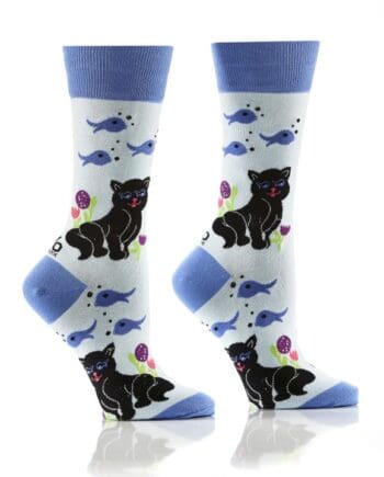 "Cat & Fish" Women's Novelty Crew Socks by Yo Sox