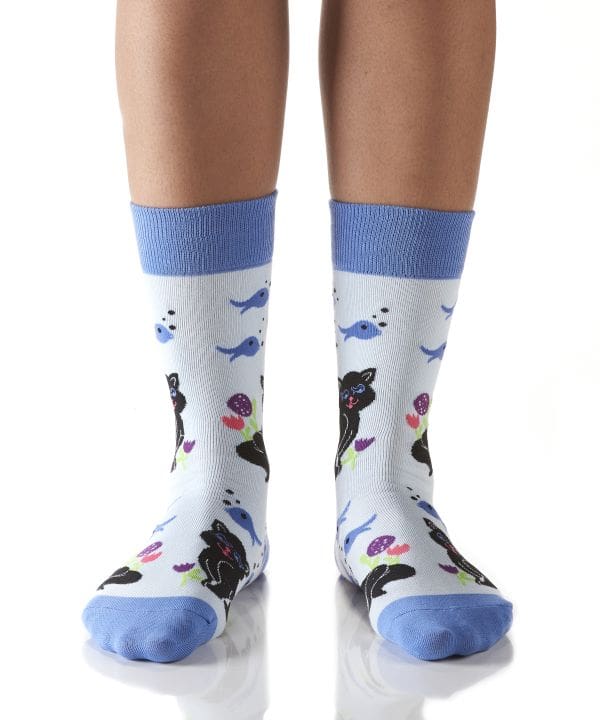 "Cat & Fish" Women's Novelty Crew Socks by Yo Sox