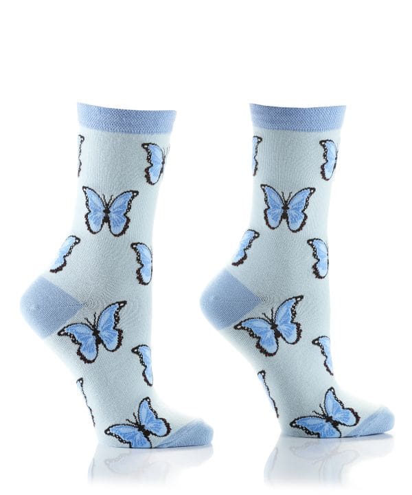"Blue Butterfly" Women's Novelty Crew Socks by Yo Sox
