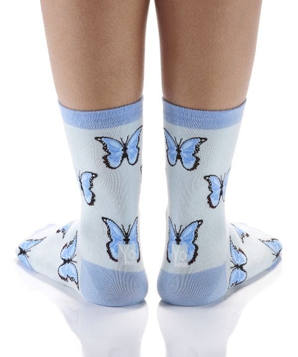 "Blue Butterfly" Women's Novelty Crew Socks by Yo Sox