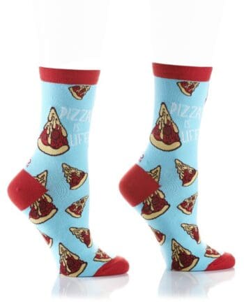 "Pizza Is Life" Women's Novelty Crew Socks by Yo Sox