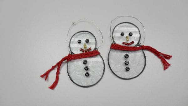 "Mini Snowman" Handmade Stained Glass Ornaments