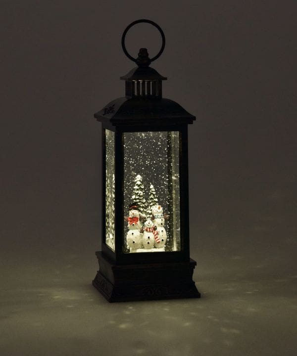 10.83" LED Water Lantern with Snowmen Family
