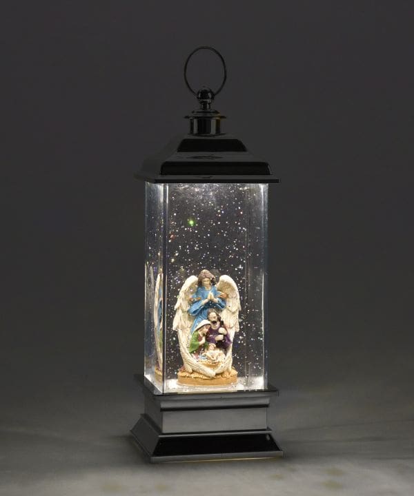 11" LED Water Lantern with Holy Family