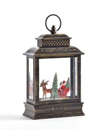 10.4" LED Water Lantern Santa in Sleigh