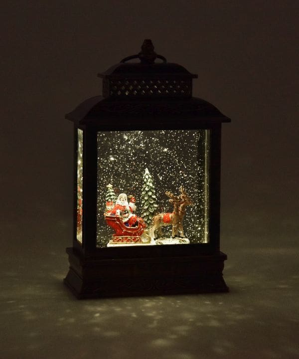 10.4" LED Water Lantern Santa in Sleigh